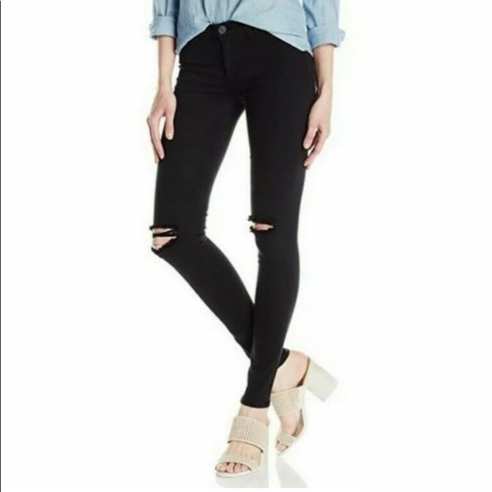 HUDSON KRISTA SUPER SKINNY BLACK DISTRESSED JEANS